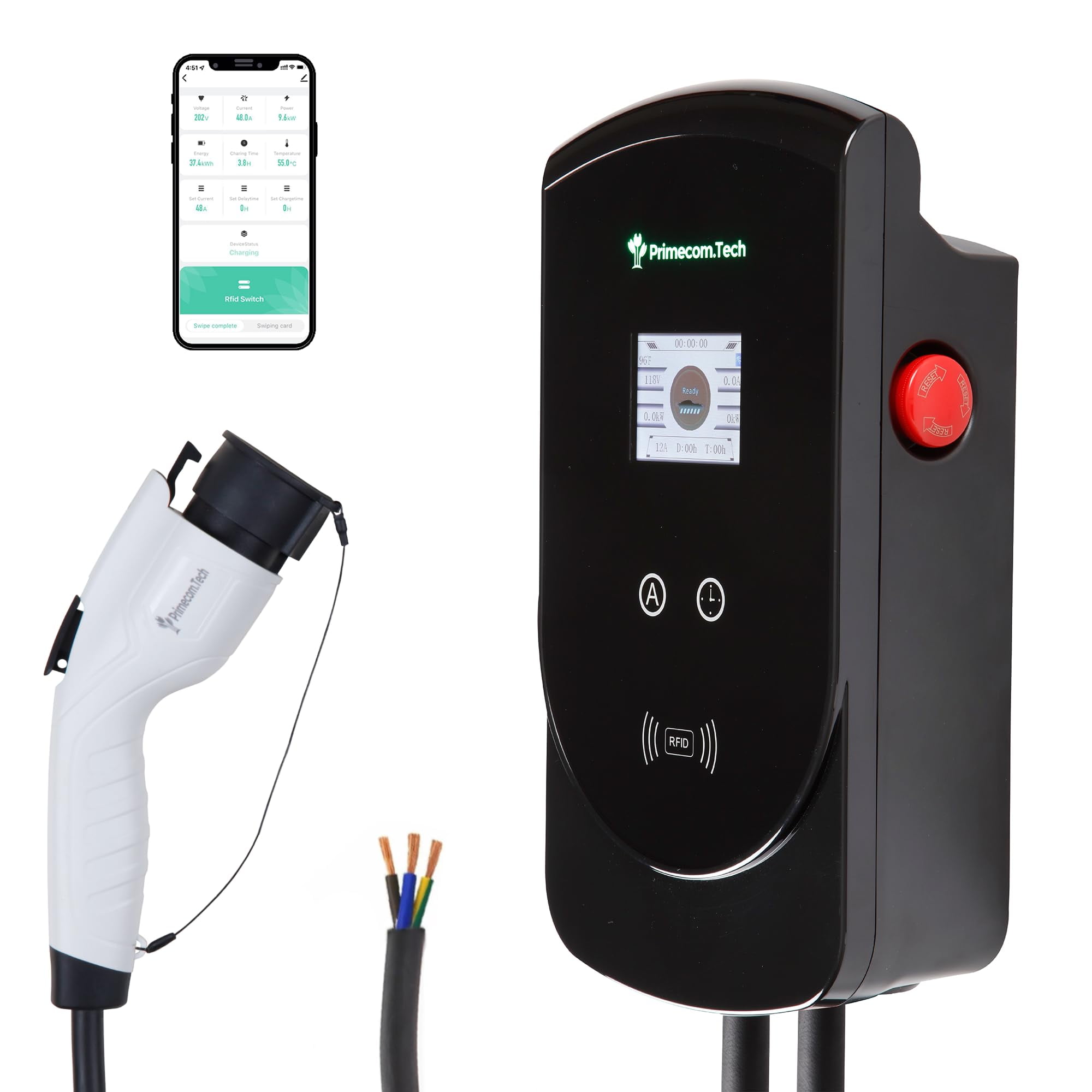 PRIMECOM 80 Amp Electric Vehicle (EV) Charging Station 20X Faster 22KW 220Volt Level-2