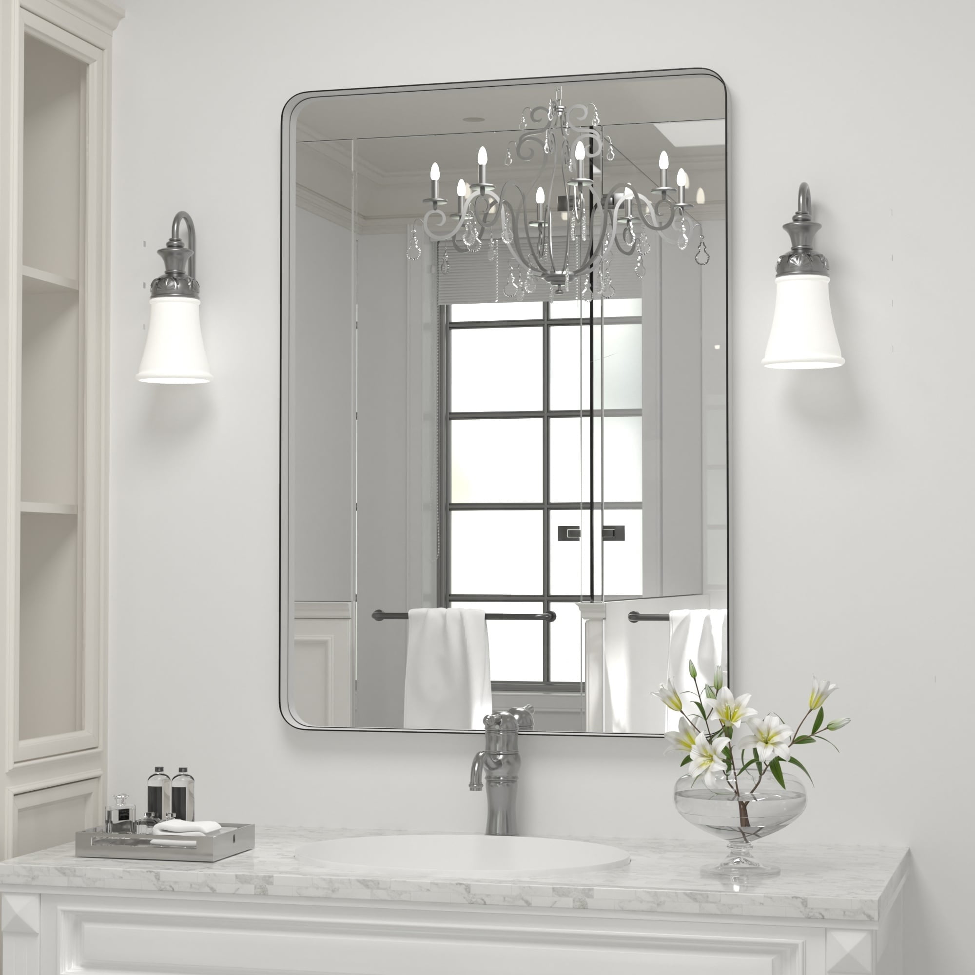 PRIMEPLUS Modern Wall Mirror, Rectangular Mirror with Metal Frame ...