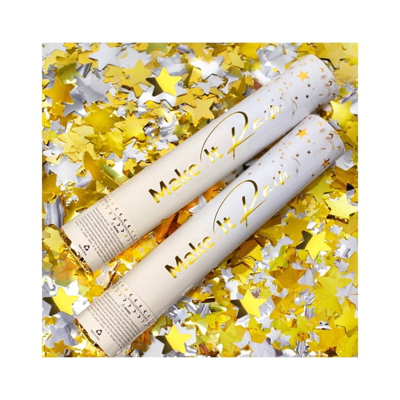 PrimePure Confetti Poppers, Metallic Gold Stars, 2 Pack