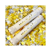 PrimePure Confetti Party Cannon – 2 Pack, Gold, Star Mylar Confetti