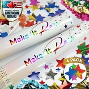 PrimePure Confetti Party Cannon – 4 Pack, Multicolor, Star Mylar Confetti & Streamer