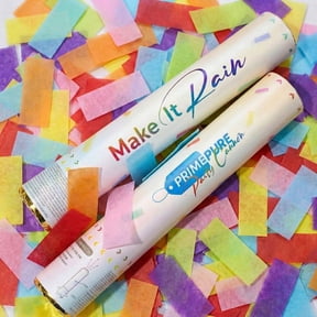 PrimePure Confetti Party Cannon – Dual Pack, Multicolor Rectangle, Biodegradable Paper Confetti