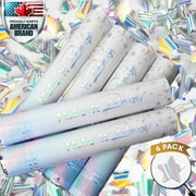 PRIMEPURE Confetti Poppers - 6 pack - Silver Mylar Star Confetti Cannon and Streamer Party Shooters