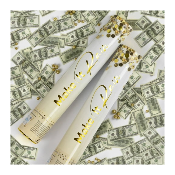 PrimePure Confetti Party Cannon – 2 Pack, Mini 100 Dollar Money Bill Confetti
