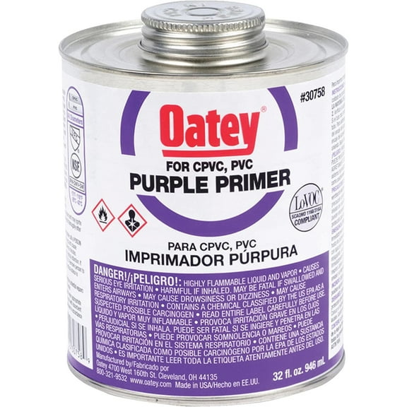 Oatey Purple PVC Primer - For CPVC and PVC - 2 Pack, 32 Oz