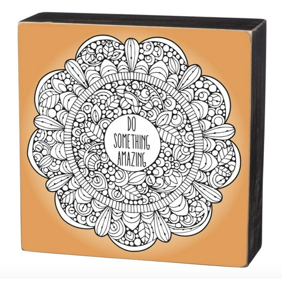 PRIMITIVES BY KATHY Color It Yourself Mini Do Something Amazing Box Sign with Orange Background