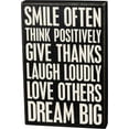 thumbnail image 1 of PRIMITIVES BY KATHY Smile Often Think Positively Positive Reminders Wooden Box Sign, 1 of 1