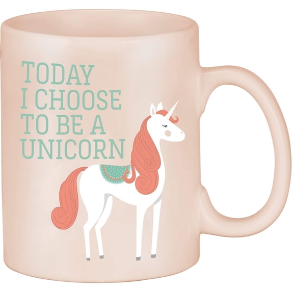 PRIMITIVES BY KATHY Today I Choose To Be A Unicorn Stoneware Coffee Mug in Pink