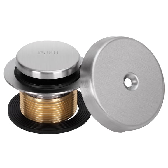 PRIMSOPH Tip-Toe Tub Drain Trim Kit with One Hole Overflow Faceplate Conversion Kit Assembly Universal Fine Coarse Thread Replacement Brushed Nickel