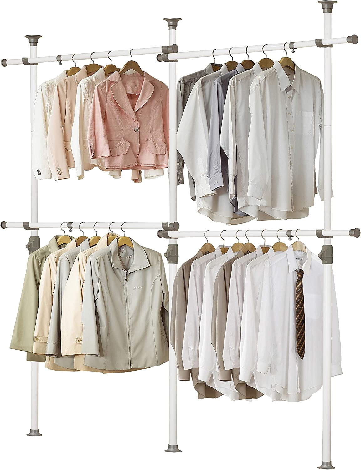 Hinged Clothes Rack PRINCE HANGER Rack Heavy Duty One Touch System Load 704LBS Clothing ...