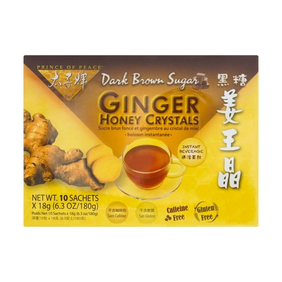 PRINCE OF PEACE Instant Drink Mix Dark Brown Sugar Ginger Honey Crystal Tea 10 bags 180g
