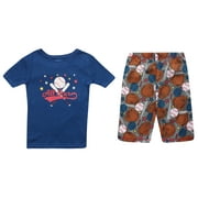PRINCE OF SLEEP Boys' Short Sleeve Cotton Pajama Sets (White - Dino, 4T)