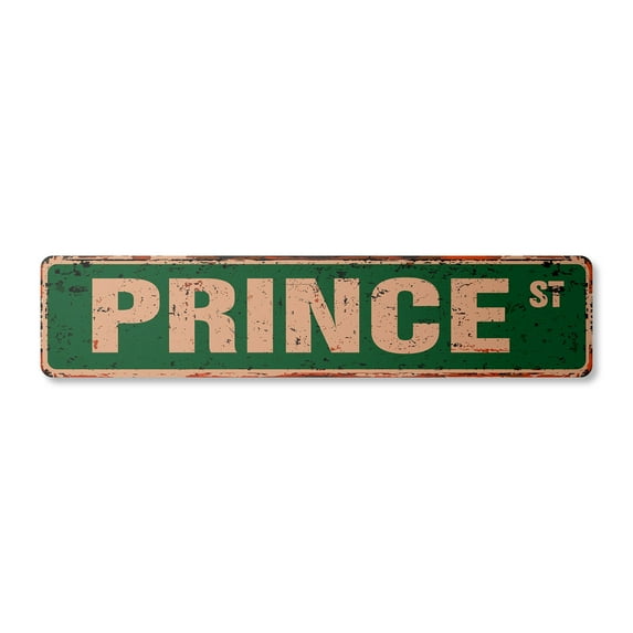 PRINCE Vintage Plastic Street Sign Childrens Name Room Sign | Indoor/Outdoor |  18" Wide