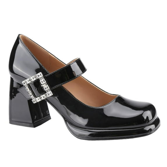 【PRINCESS-11】Women's Platform Closed Square Toe Mary Jane Pumps Ankle Strap Block Chunky Heel Office Party Dress Shoes Classy Footwear Girl High Heels Walking Shoes Elegant Fashion High Stylish