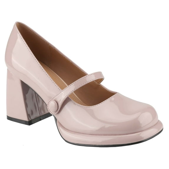 【PRINCESS-12】Fashionable Mary Jane Pumps For Women, Square Toe Chunky Heeled Pumps Shoe Girl Walking Shoes Stylish Classy Footwear High Heels Elegant High Heel Rubber Leather