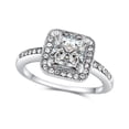 thumbnail image 1 of Princess Cut Cubic Zirconia Halo Fashion Ring with Pavé Crystal Accents in Silver Tone, 1 of 1