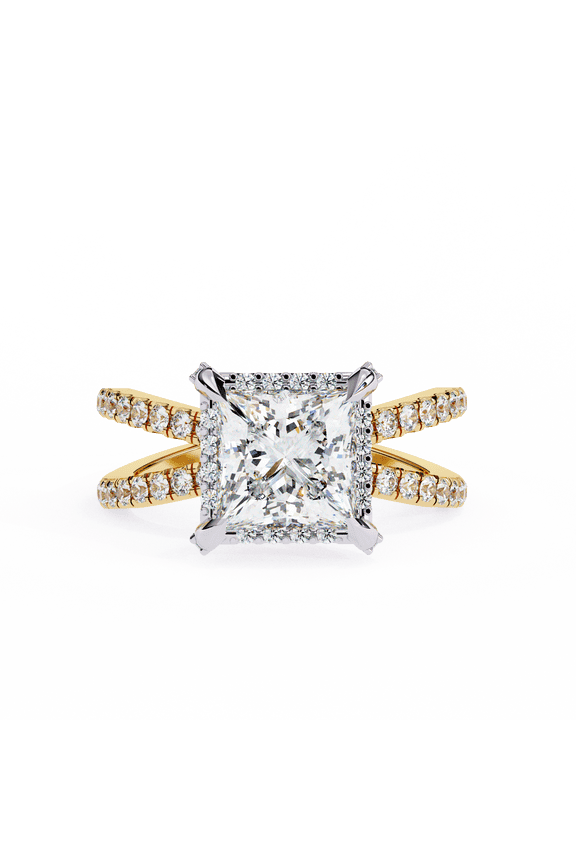 PRINCESS CUT Ring Lab Grown CVD Diamond 14K Clarity-VVS2 Color-F IGI