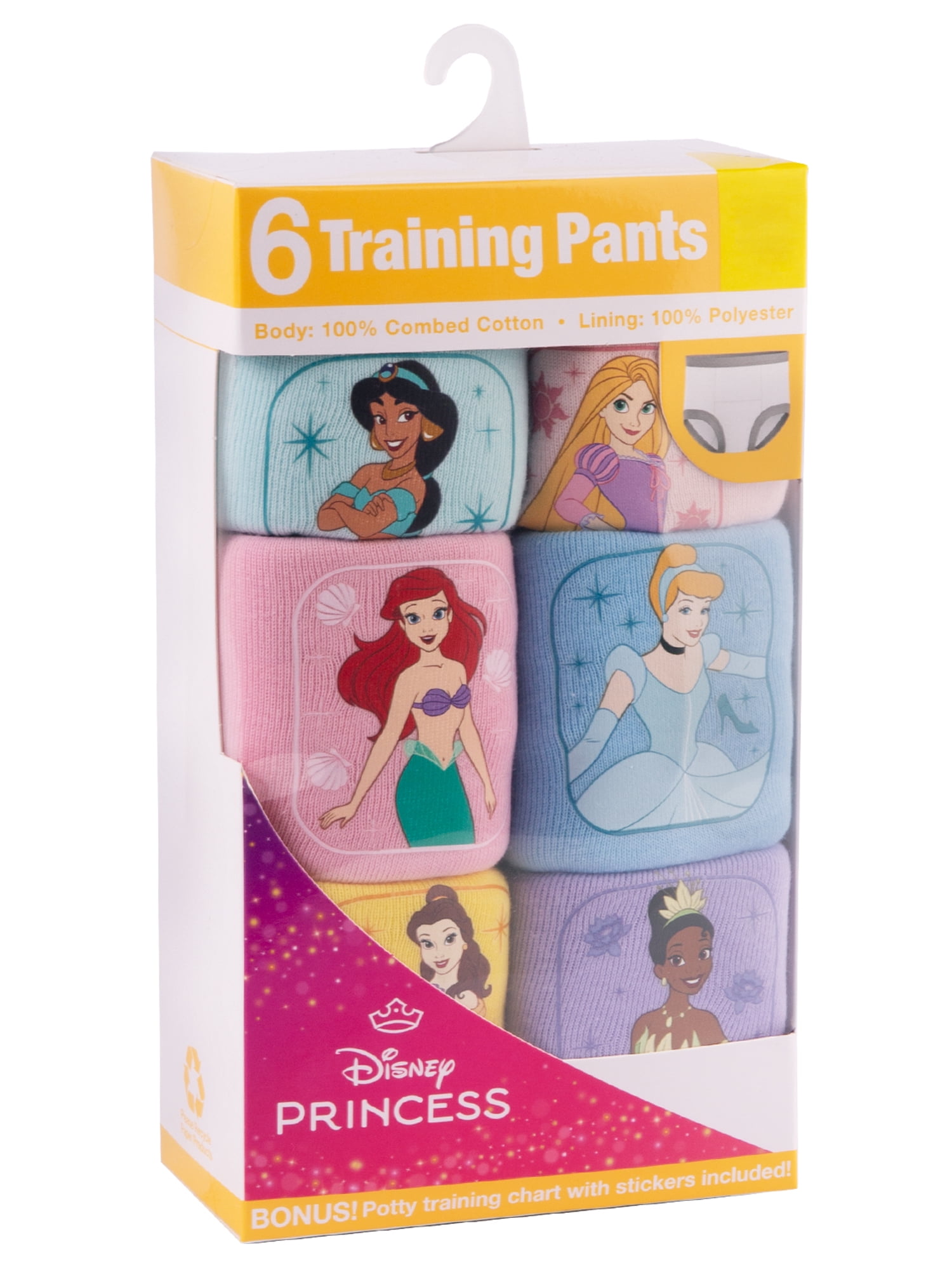 Princess Character Toddler Girl Training Pants, 6 - Pack, Sizes 2T-3T