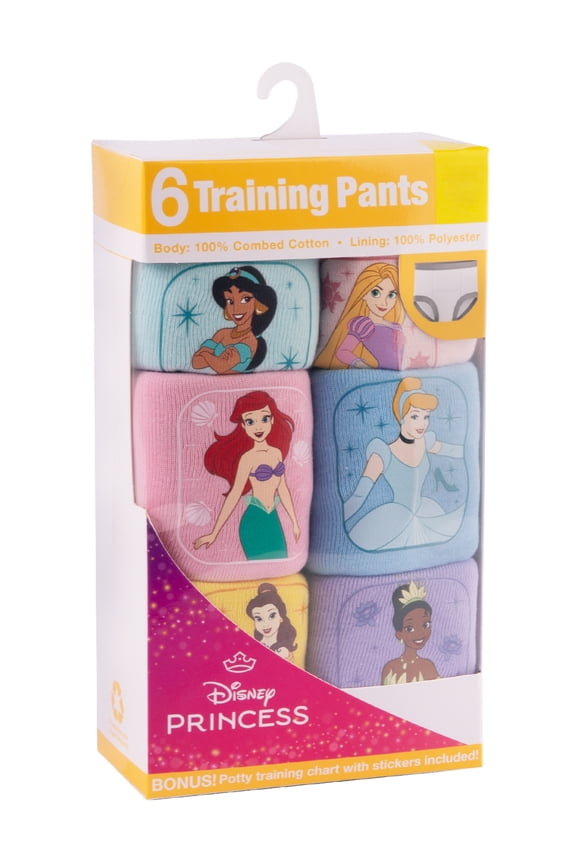 Princess Character Toddler Girl Training Pants, 6 - Pack, Sizes 2T-3T