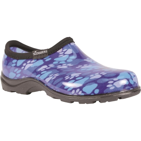 PRINCIPLE PLASTICS INC-5114QB06 Sloggers Womens Waterproof Comfort Shoe Paw Print & Blue 6