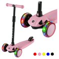 thumbnail image 1 of PRINIC 3 wheel kick scooter for kids and toddler 3-5 year old age, boys & girls, adjustable height, lean to steer, light up flashing wheels, wide deck, Pink, 1 of 6