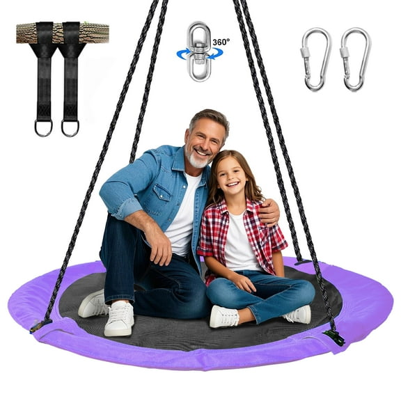 PRINIC 43" Saucer Tree Swing for Kids, Waterproof Flying Saucer Swing for indoor/playground Textilene fabric seat & Stainless steel frame