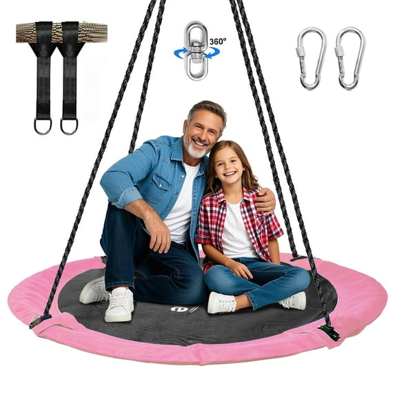 PRINIC 43" Saucer Tree Swing for Kids, Waterproof Flying Saucer Swing for indoor/playground Textilene fabric seat & Stainless steel frame