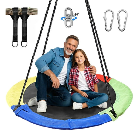 PRINIC 43" Saucer Tree Swing for Kids, Waterproof Flying Saucer Swing for indoor/playground Textilene fabric seat & Stainless steel frame