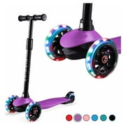 PRINIC Kick Scooter for Kids with 3 Light Up Wheels and Adjustable Height for 2-7 Years Old Ages Girls and Boys Toddlers & Children, Lean to Steer, 3-wheeled Scooters