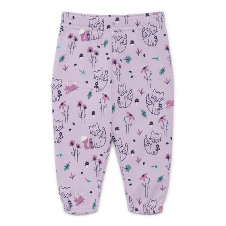 Garanimals Baby Girls Printed Fleece Joggers, Sizes 6M-24M