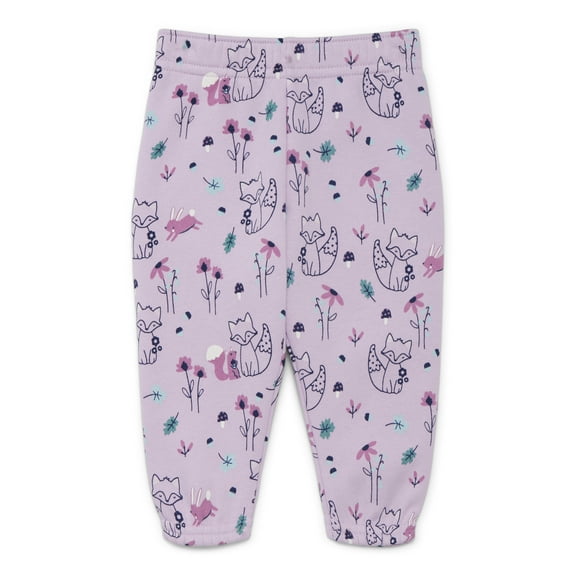 Garanimals Baby Girls Printed Fleece Joggers, Sizes 6M-24M