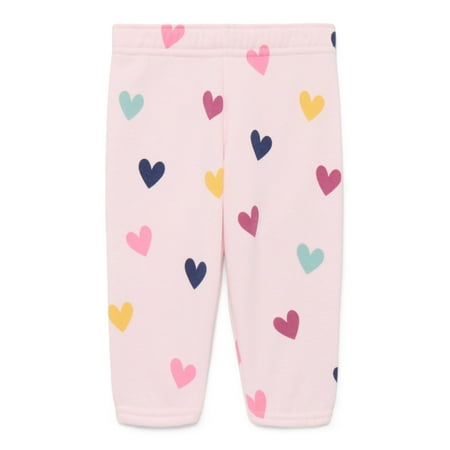 Garanimals Baby Girls Printed Fleece Joggers, Sizes 6M-24M