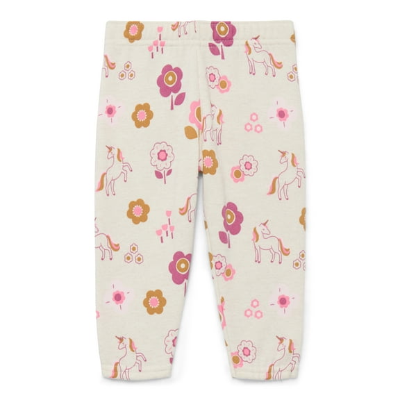Garanimals Baby Girls Printed Fleece Joggers, Sizes 6M-24M