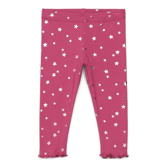 Garanimals Baby Girl Print Jersey Leggings with Lettuce-Edge Hem, Sizes 0M-24M
