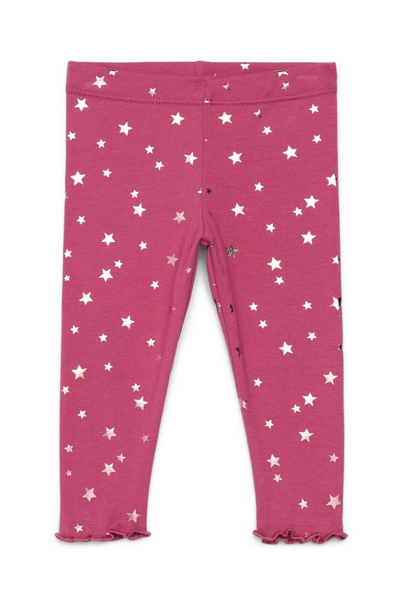 Baby Girls Print Jersey Leggings with Lettuce-Edge Hem, Sizes 0M-24M