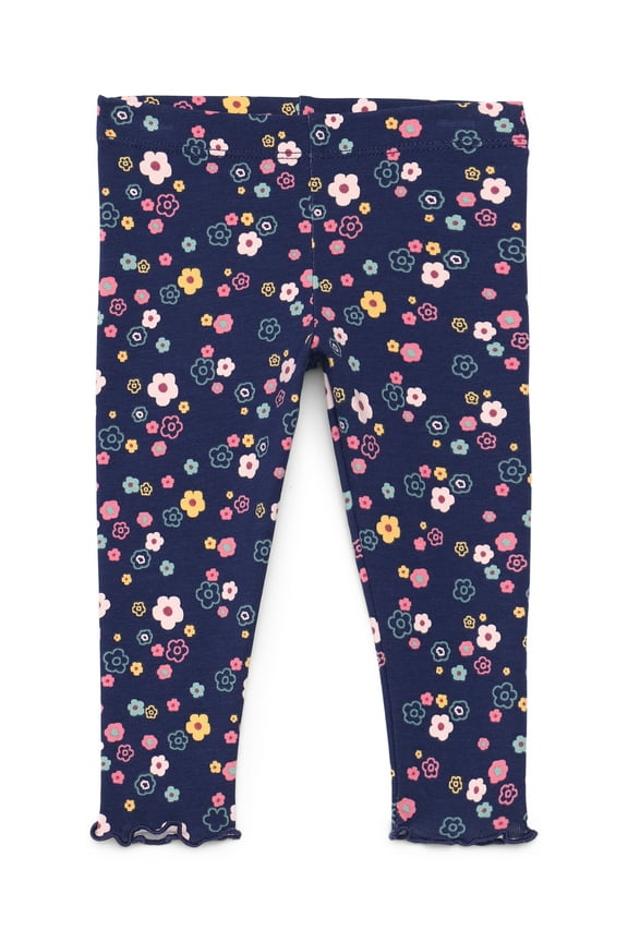 Baby Girls Print Jersey Leggings with Lettuce-Edge Hem, Sizes 0M-24M
