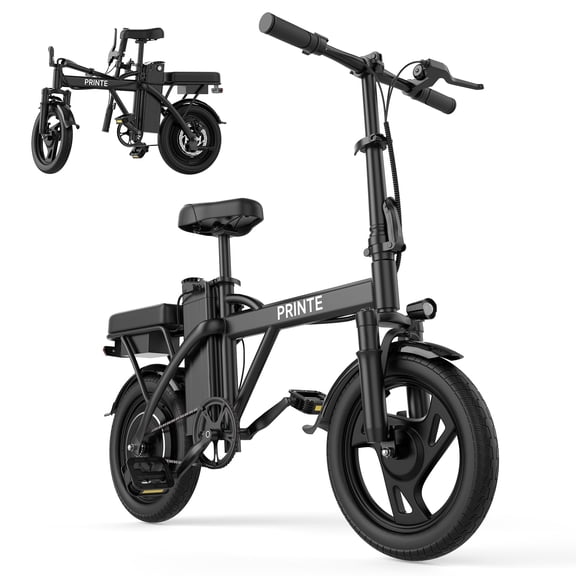 PRINTE N14 Electric Bike Black 500W 48V, 14' Mini Ebike for City Commuter for Adult with Two Seats UL2849