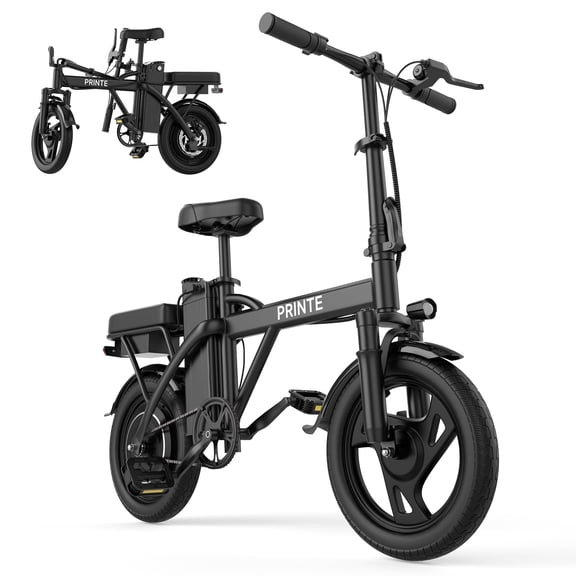 PRINTE N14 Electric Bike Black 500W 48V, 14' Mini Ebike for City Commuter for Adult with Two Seats UL2849