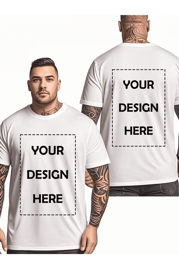PRINTED IN USA,Custom T-Shirts Personalized Photo/Logo/Text Printing on Front & Back,White Short Sleeve Round Neck Casual Shirts,Bulk Orders for Team Uniforms,Events,Promotions-Upload Your Own Design