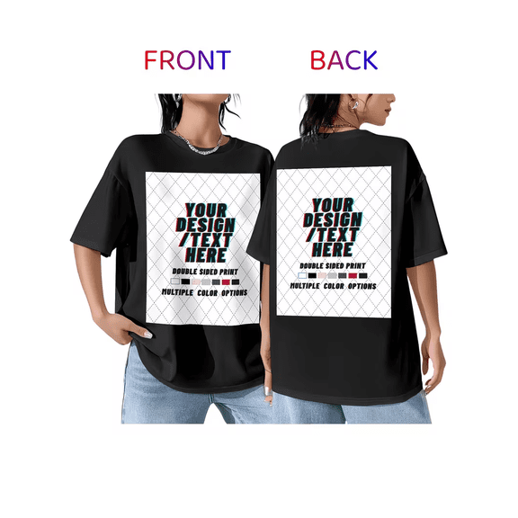 PRINTED IN USA,Custom Women's Pure T-Shirt - Personalized Double-Sided Photo/Text Printing Suitable for Casual Sportswear, Soft Crew Neck Short Sleeve Tee with Your Own Image Design, Gift for Adults