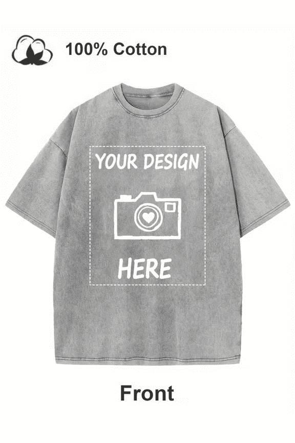 PRINTED IN USA,Custom-made Retro Washable T-shirts for Men and Women, 100% Cotton, 230g Heavyweight Fabric, Soft, Breathable, Loose-fitting Crew Neck, Short Sleeves, Photo/text/logo Printing.