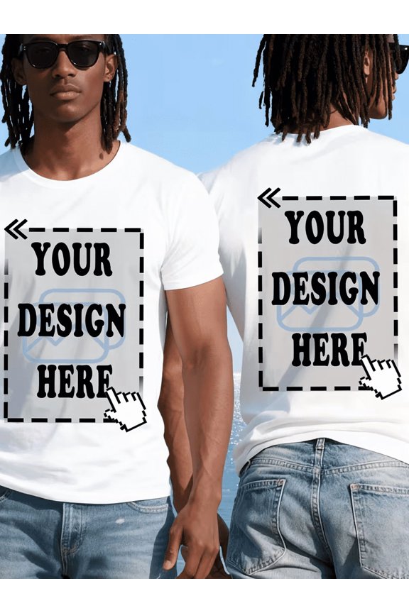 PRINTED IN USA,Customized Double-sided Printed T-shirt | Personalized Front and Back,Add Your Image Photos and Design,Round Neck,Short Sleeved,Soft and Comfortable,Casual Exercise Fashion Sportswear.