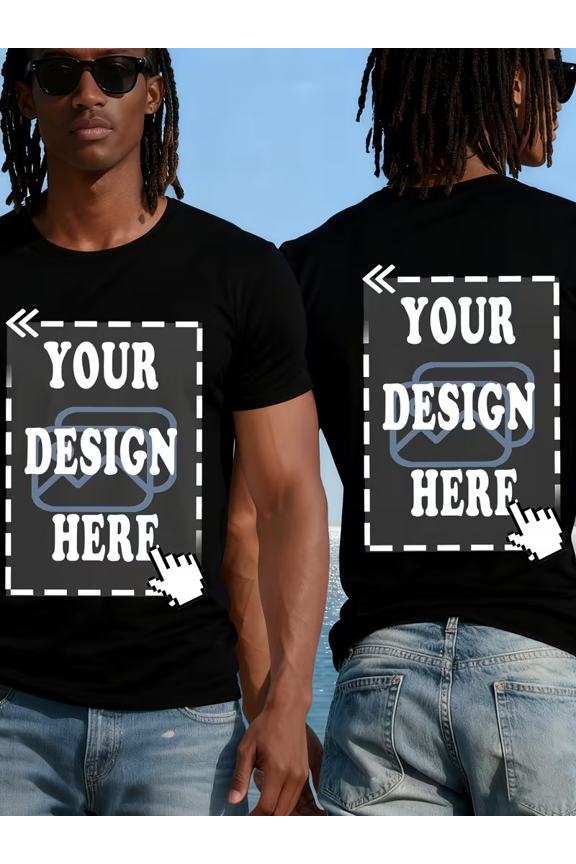 PRINTED IN USA,Customized Double-sided Printed T-shirt | Personalized Front and Back,Add Your Image Photos and Design,Round Neck,Short Sleeved,Soft and Comfortable,Casual Exercise Fashion Sportswear.