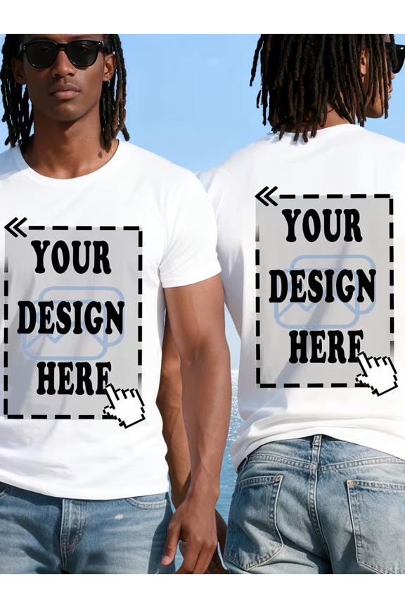PRINTED IN USA,Customized Double-sided Printed T-shirt | Personalized Front and Back,Add Your Image Photos and Design,Round Neck,Short Sleeved,Soft and Comfortable,Casual Exercise Fashion Sportswear.