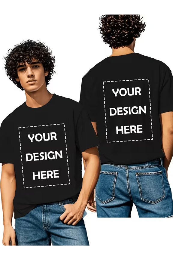 PRINTED IN USA,Customized T-Shirt with Personalized Front And Back Double-Sided Printed T-Shirt Made of Pure - Add Your Image Photos And Design - Round Neck Short Sleeved Soft And Comfortable Casual.