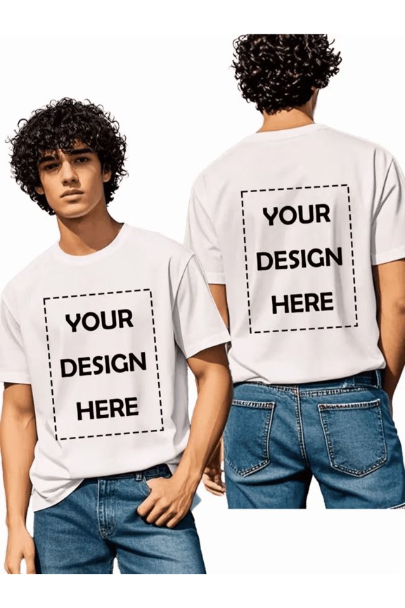PRINTED IN USA,Customized T-Shirt with Personalized Front And Back Double-Sided Printed T-Shirt Made of Pure - Add Your Image Photos And Design - Round Neck Short Sleeved Soft And Comfortable Casual