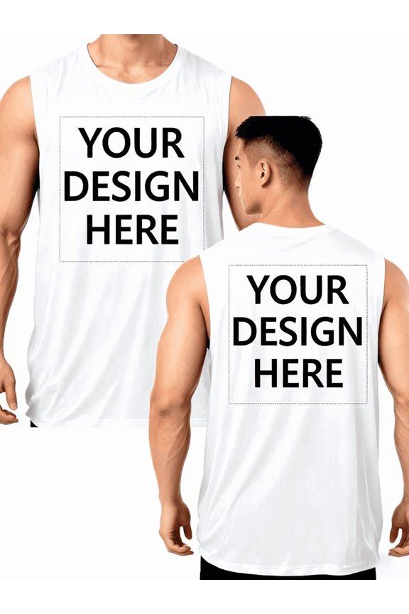 PRINTED IN USA,Men'S Custom Double Fitness Vest - Personalized Sleeveless Sports Top,Breathable Running, Gym,Custom Printing Design Your Own Pattern/Logo,Running Gear,Suitable for Fitness Lovers.