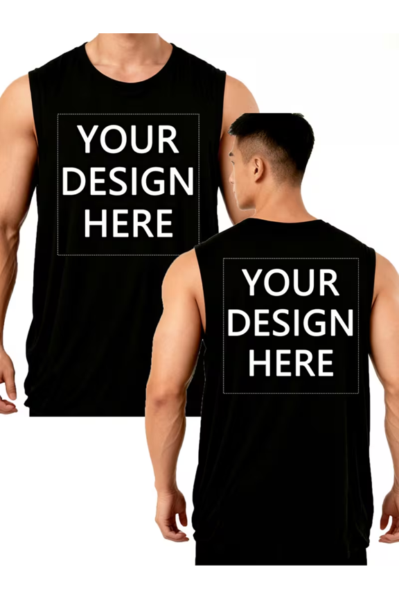 PRINTED IN USA,Men'S Custom Double Fitness Vest - Personalized Sleeveless Sports Top,Breathable Running, Gym,Custom Printing Design Your Own Pattern/Logo,Running Gear,Suitable for Fitness Lovers.