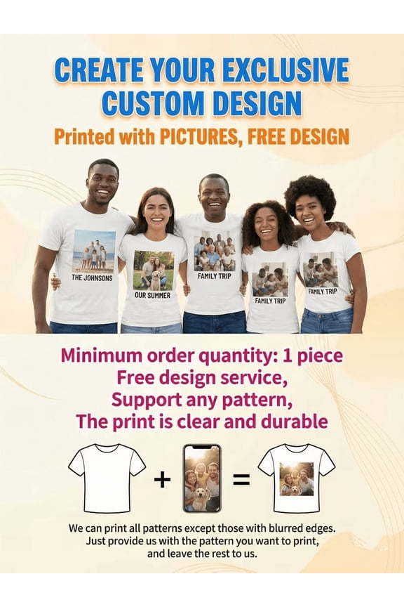 PRINTED IN USA,Men'S Personalized Casual T-Shirt | Custom Logo/Photo/Design Print, Regular Fit Round Neck Short Sleeve, Year-Round Comfort, Machine Washable,Nontransparent Fabric, Versatile Apparel.