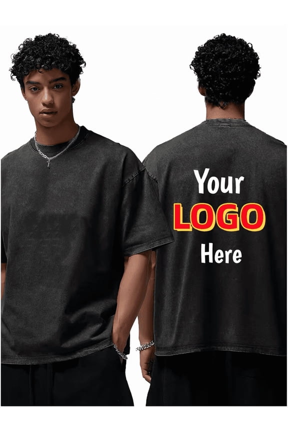 PRINTED IN USA,Men's 100% Cotton Custom Wash Shirts with Personalized Designs and Print Your Photos, Personalized Vintage Washed T-Shirt 6 Colors Custom Print Casual Street Tee, Customized T-shirt.